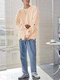 kkboxly  Men's Fall Winter Pullover Sweater Drop Shoulder Ripped Knit Sweater Round Neck Casual Knitwear