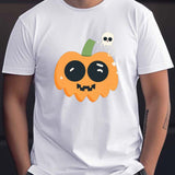 kkboxly Spooky Halloween Theme Print Tees For Men, Casual Crew Neck Short Sleeve T-Shirt, Comfortable Breathable T-shirt