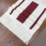 1pc Rustic Linen-Cotton Blend Table Runner with Tassels - Handwoven Design Striped Polyester Rectangle for Christmas & Everyday Gatherings