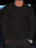 kkboxly  Crew Neck Cotton Sweatshirt Pullover For Men Warm Solid Color Sweatshirts Winter Long Sleeve Tops