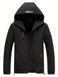 kkboxly  Trendy Windbreaker Hooded Jacket, Men's Casual Zip Up Jacket Coat For Spring Fall Outdoor Activities