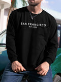 kkboxly  San Francisco Print Sweatshirt, Men's Casual Graphic Design Slightly Stretch Crew Neck Pullover Sweatshirt For Autumn Winter