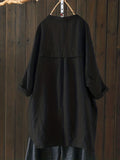 Solid Pocket Button Blouse, Casual Long Sleeve Blouse For Spring & Fall, Women's Clothing