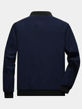 kkboxly  Solid Color Men's Stand Collar Jacket Casual Long Sleeve With Zipper Gym Sports Coat For Spring Fall