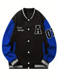 kkboxly Men's Stylish Baseball Jacket - Make a Lasting Impression with a Patch Long Sleeve Look
