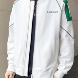 kkboxly  Varsity Jacket, Men's Casual Baseball Jacket Coat Regular Fit College Hipster Windbreaker For Spring Autumn