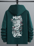 kkboxly  Dragon Print, Men's Casual Hoodie, Drawstring Pocket Hoodie