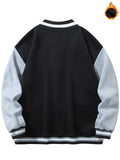 kkboxly  Men's "NEW YORK" Print Fleece Lightweight Varsity Jackets, Trendy Color Block Baseball Jacket, Thermal Outerwear Men's Clothes Fall Winter