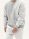 kkboxly  Men's Trendy Solid Sweatshirt, Casual Cotton Slightly Stretch Breathable Long Sleeve Loose Top For Outdoor
