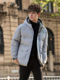 Men's Solid Padded Jacket, Men Casual Padded Coat Windbreaker Zipper Pocket Stand Collar For Men Winter