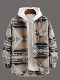 kkboxly  Novelty Pattern Stripe Print Jackets For Men ，Snap Button Up Lapel Stylish Coat Jackets For Men