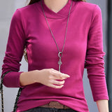 kkboxly  Bright Color Long Sleeve V-Neck Tops, Casual Fall Winter Blouses, Women's Clothing