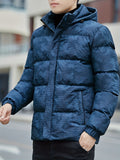 kkboxly  Warm Camouflage Pattern Winter Jacket, Men's Casual Stand Collar Padded Coat For Fall Winter