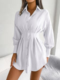 kkboxly  V-neck Loose Lapel Long Blouses, Casual Button Down Lantern Long Sleeve Fashion Long Shirts Tops, Women's Clothing