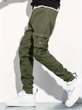 kkboxly Classic Design Multi Pocket Cargo Pants, Men's Casual Loose Fit Drawstring Cargo Pants/Joggers For Spring Summer Outdoor