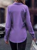 kkboxly Solid Button Front Blouse, Casual Long Sleeve Collar Work Blouse, Women's Clothing