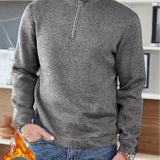 Men's Half Open Zipper Knitted Pullover Slim Fit Men's Small High Neck Thickened Long Sleeve Sweater, For Autumn And Winter