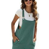 kkboxly  Solid Cami Jumpsuit, Casual Sleeveless Comfy Short Length Jumpsuit With Pockets, Women's Clothing