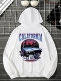 kkboxly  Cartoon Car Print, Men's Casual Hoodie, Drawstring Pocket Hoodie