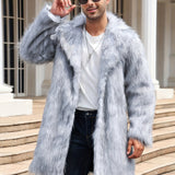 kkboxly  Men's Trendy Polar Fleece Fluffy Coat Warm Jacket Long Coat Outwear Solid  For Men Winter Autumn Hiphop Style Streetwear