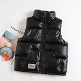 Kids/ Teens Metallic Heavy-Weight Puffer Vest Windproof Padded Sleeveless Gilet Boys And Girls Winter Vest