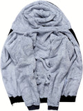 kkboxly  Color Block Sherpa Lined Men's Hooded Jacket Casual Long Sleeve Hoodies With Zipper Gym Sports Hooded Coat For Spring Fall