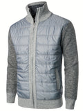 kkboxly  Full Zip Cardigan Sweater Stand Collar Casual Cable Knit Warm Knitwear Puffer Jacket Coat For Autumn Winter