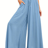 kkboxly  Drawstring Wide Leg Pants, Boho Pants For Spring & Summer, Women's Clothing