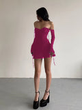 kkboxly  Solid Halter Neck Backless Dress, Elegant Off Shoulder For Spring & Summer, Women's Clothing