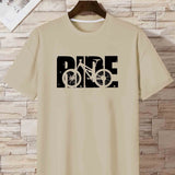 kkboxly  'Ride' Bike Cycling Print T Shirt, Tees For Men, Casual Short Sleeve Tshirt For Summer Spring Fall, Tops As Gifts