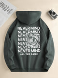 kkboxly  ''NEVER MIND'' Swirl Print Hoodies For Men, Graphic Hoodie With Kangaroo Pocket, Comfy Loose Trendy Hooded Pullover, Mens Clothing For Autumn Winter