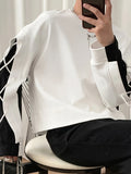 Plus Size Men's Contrast Color Sweatshirt Oversized Fashion Drawstring Tops, Men's Clothing