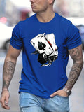 kkboxly  Poker Dice Print, Men's Graphic T-shirt, Casual Comfy Tees For Summer