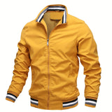kkboxly Men's Casual Zipper Long Sleeve Stand Collar Pockets Jackets For Fall & Winter