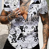 kkboxly  Stylish Independence Day Flag Pattern Print Men's Casual Short Sleeve Shirt For Summer, Men's Outfits