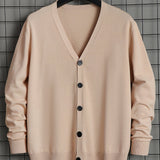 kkboxly  Men's Work V-neck Long Sleeves Button Cardigan Sweaters