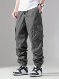 kkboxly  Casual Loose Fit Multi-pocket Drawstring Cargo Pants, Men's Joggers For Spring And Fall Outdoor