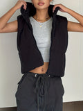 kkboxly  Zip Up Solid Vest, Casual Sleeveless Winter High Neck Jacket Vest, Women's Clothing