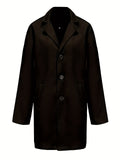 kkboxly  Men's Single Breasted Trench Coat, Casual Elegant Wool-like Fabric Overcoat For Fall Winter