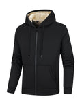 kkboxly  Warm Fleece Solid Hooded Winter Hooded Jacket, Men's Casual Stretch Zip Up Jacket Coat For Fall Winter
