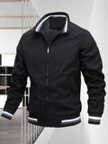 kkboxly  Men's Casual Bomber Jacket, Casual Zip Up Windbreaker Jacket For Outdoor Activities
