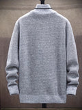 kkboxly  Plush Fleece Warm Pullover Sweaters, Men's Slim Casual High Neck Knitted Zipper Sweaters