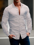 kkboxly Men's Casual Navy Blue Slim Shirt