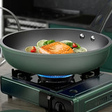 kkboxly 9.5-Inch Premium Non-Stick Cast Iron Skillet with Mirror Satin Finish, Thick Base, and Green Handle - Dishwasher Safe, Compatible with Smooth Surface Non-Induction Stovetops for Cooking Eggs, Steak, Pancakes