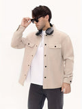 kkboxly Solid Color Jackets For Men Dual Pockets Snap Button Up Lapel Stylish Coat Jackets For Men
