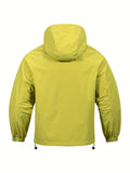 realaiot  Men's Casual Windbreaker Jacket, Chic Pullover Half Zip Hoodie With Big Pocket For Outdoor Activities