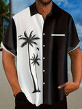 kkboxly  Plus Size Men's Coconut Tree Short Sleeve Hawaiian Shirt, Oversized Loose Clothing For Big And Tall Guys, Best Sellers Gifts