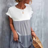 kkboxly Women's Summer Dress: Color Block Ruffle Sleeve Mini Dress - Look Flawless & Feel Fabulous!
