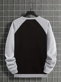 kkboxly  Men's Casual Trendy Crewneck Long Sleeve Color Block Pullover, Loose Oversized Sweatshirt Plus Size