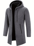 kkboxly  Men's Full Zip Up Casual Warm Hooded Cardigan, Regular Fit Knitted Sweater Jacket Coat With Pockets For Winter Fall